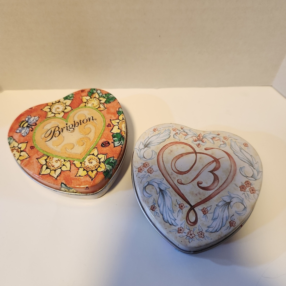 Brighton Heart-Shaped Trinket Boxes-Lot Of 2